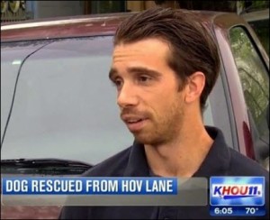 man saves dog on freeway main